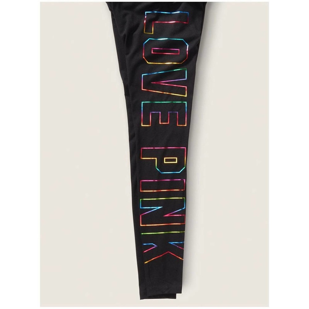 NIP VS PINK Rainbow Foil Crew & Cotton Leggings - Picture 8 of 10